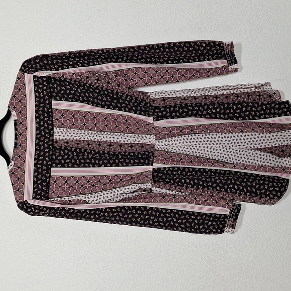 INTERMIX Purple 100% Silk Bohemian Coquette V-Neck Long Sleeve Romper Size 2 - Picture 11 of 15